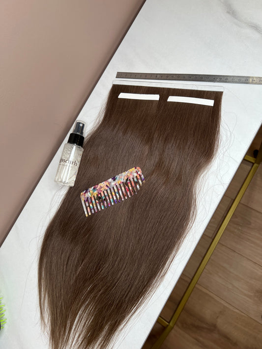 Doczepiane włosy Włosy na  taśmie szerokiej Naturalne - Średni brąz  56g 42cm