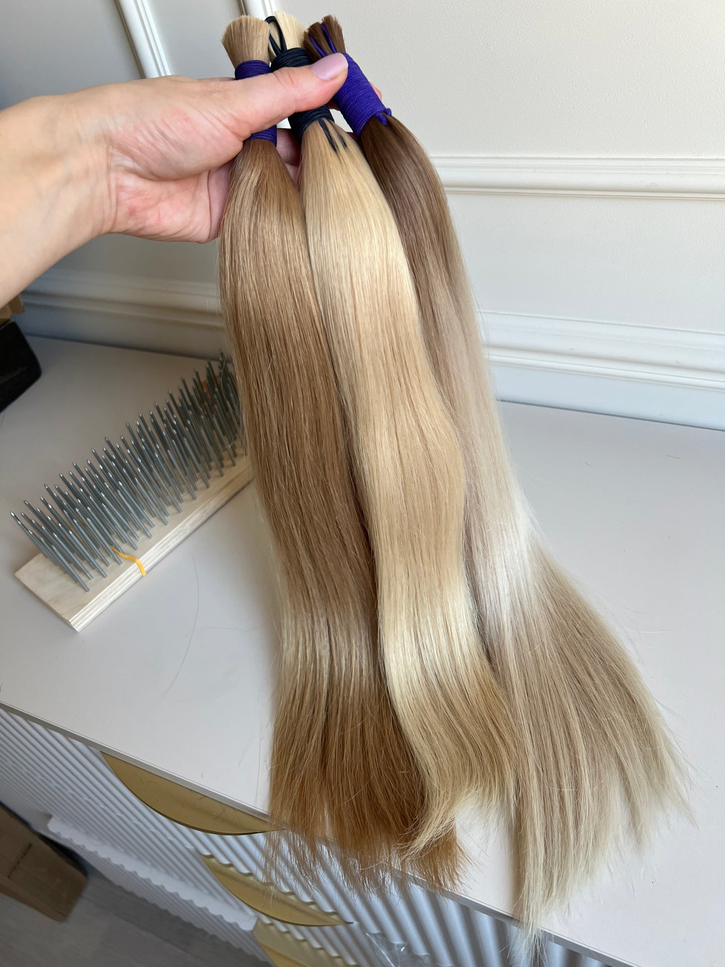 Słowiańskie włosy naturalne do przedłużania zestaw 3 kitek – 243g