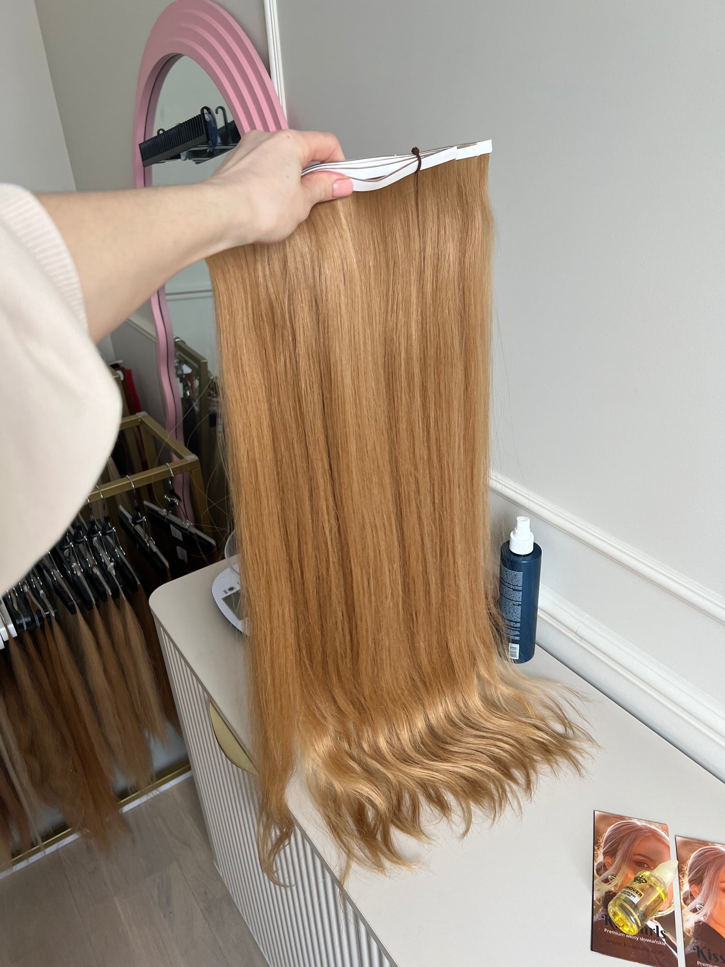 Włosy naturalne słowiańskie doczepiane biotaśma 206 g 70 cm ciemny Blond
