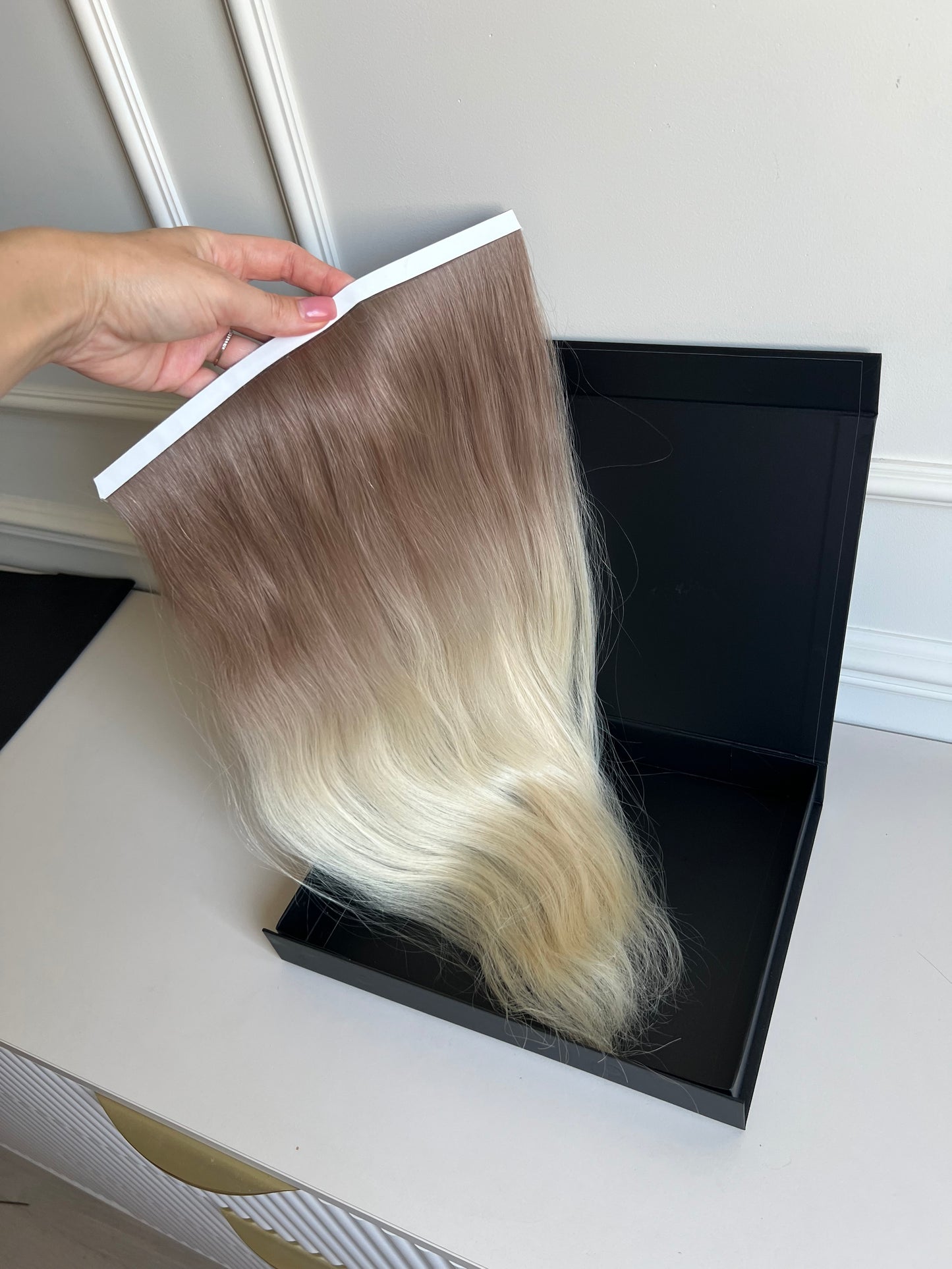Włosy doczepiane Farbowane z dziewiczych 50 cm 48 g Bio taśmy ombre jasny Blond