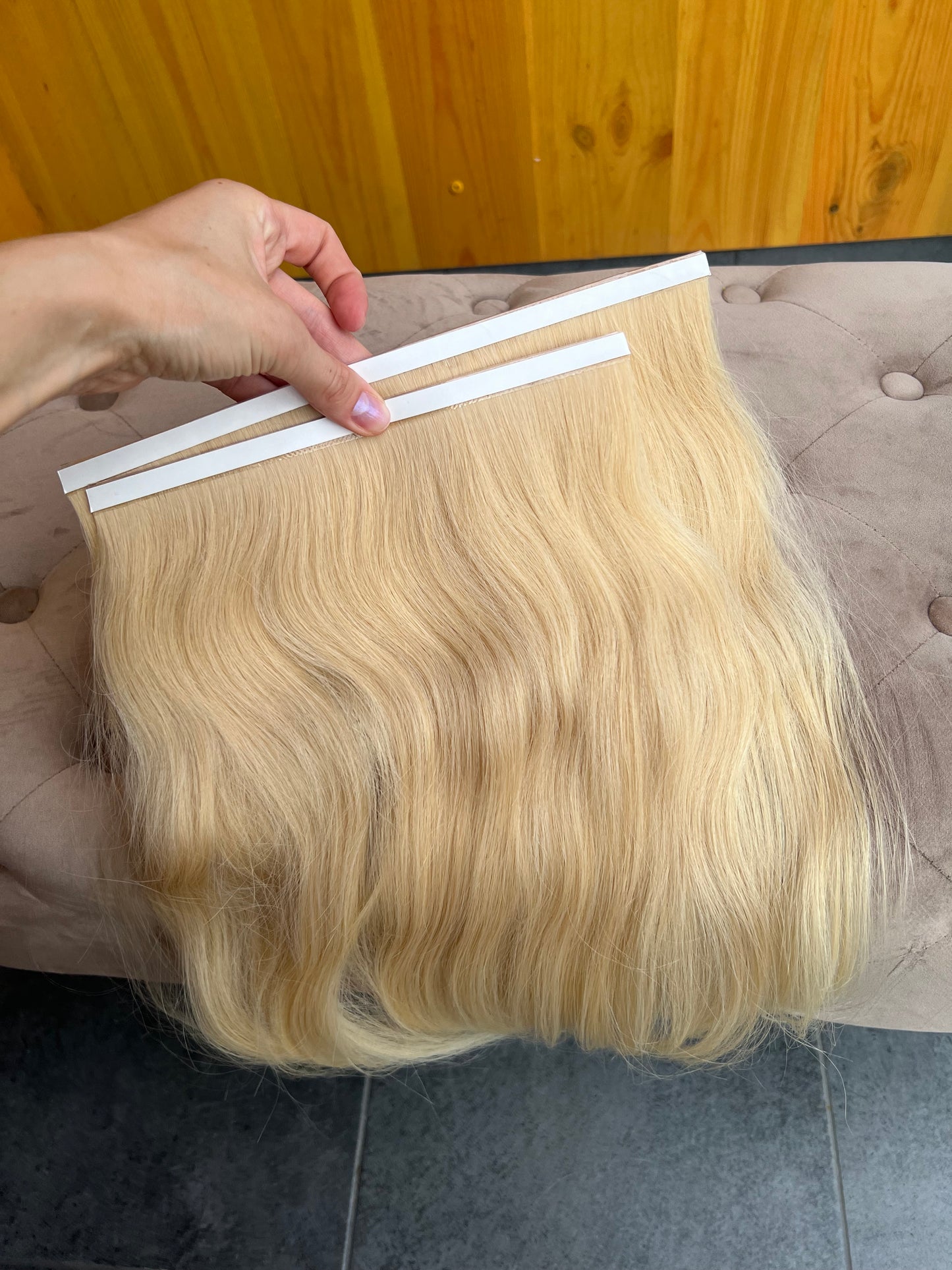 Bio taśma jasny Blond proste 87g 44cm włosy Słowiańskie