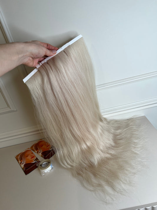 Włosy naturalne doczepiane słowiańskie holowany 98 g 55 cm 4 biotaśmy