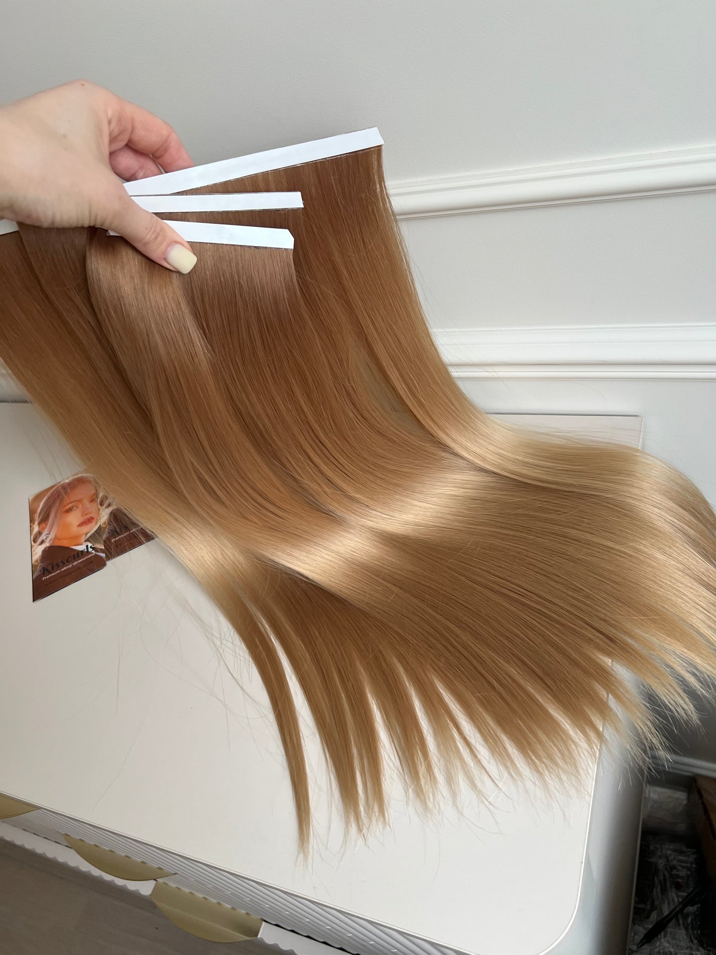 Włosy naturalne słowiańskie jednogłowe bio taśmy 136 g 53 cm ombre ciemny Blond