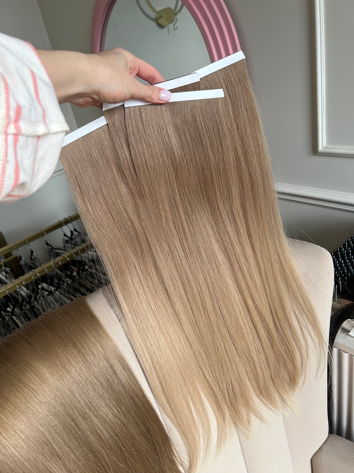 Włosy doczepiane naturalne 56 cm 108g Biotaśmy Ombre ciemny Blond