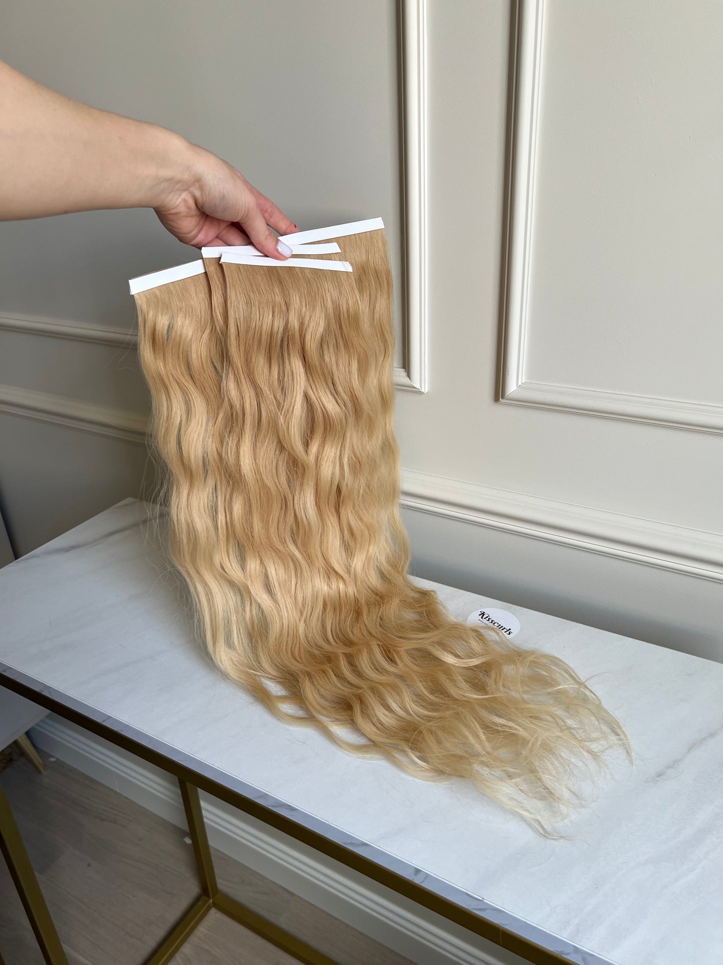 Włosy Naturalne słowiańskie bio taśmy falowane 94g 64cm