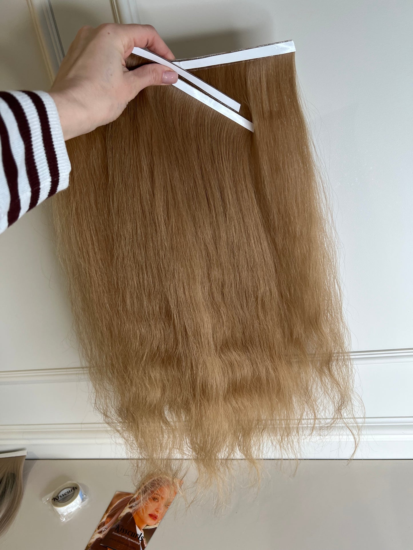 Falowane włosy Doczepiane Słowiańskie jednogłowę na biotaśmy 53 cm 84 g