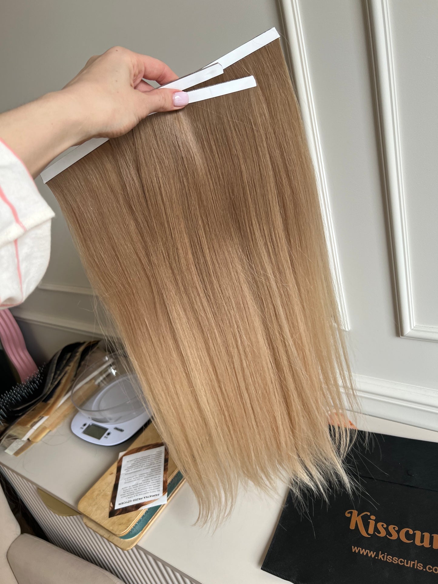 Włosy doczepiane naturalne 56 cm 108g Biotaśmy Ombre ciemny Blond