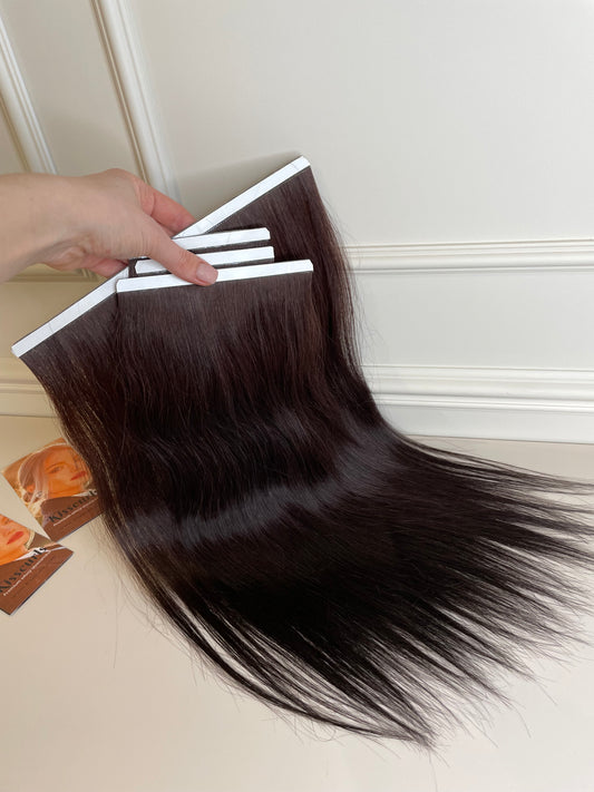 Doczepiane włosy naturalne 45 cm 94 g zestaw cztery Bio taśmy