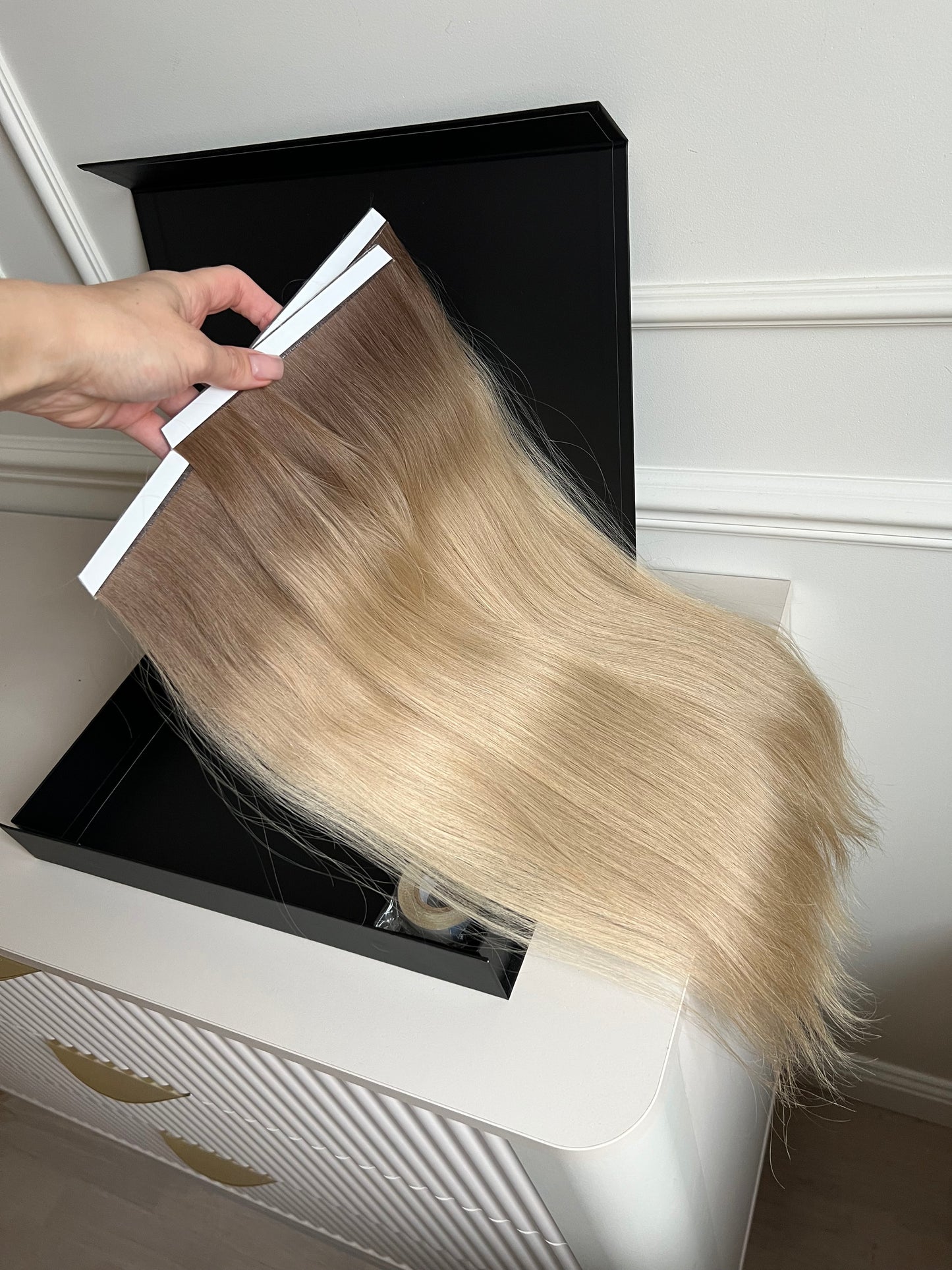 Włosy doczepiane słowiańskie 84 g 51 cm ciemny Blond ombre Bio taśmy