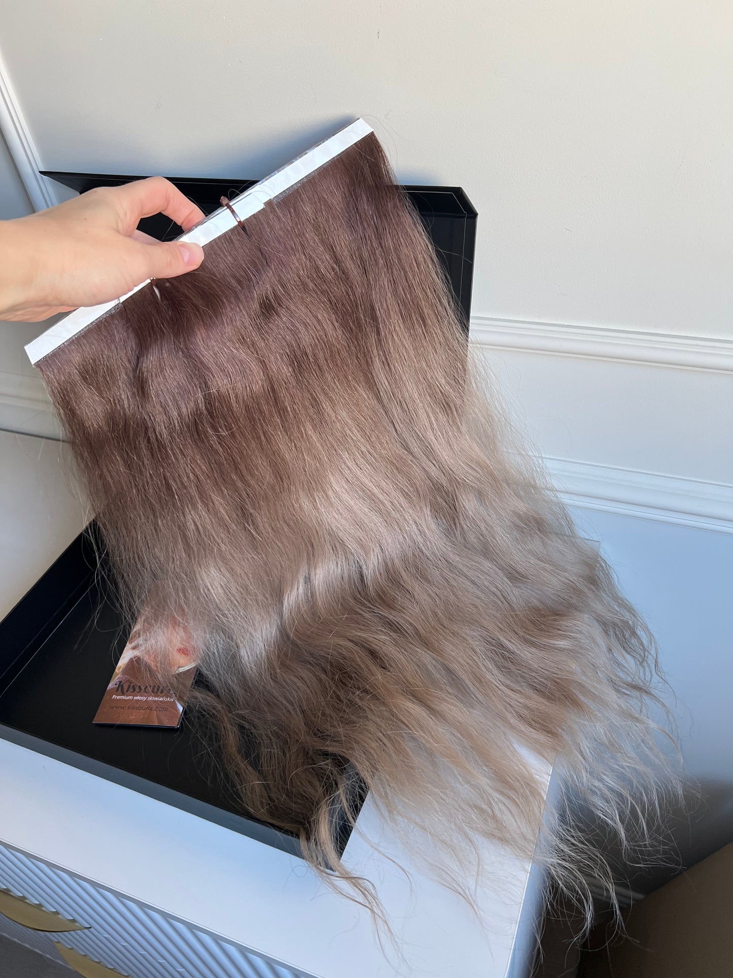 Włosy doczepiane słowiańskie falowane ombre 58 g 64 cm ￼