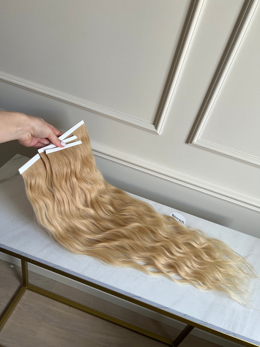 Włosy Naturalne słowiańskie bio taśmy falowane 94g 64cm