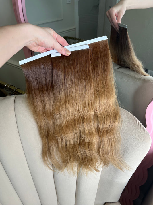 Ciemny Blond ciepły ombre falowane biotaśmy - 44cm 74g