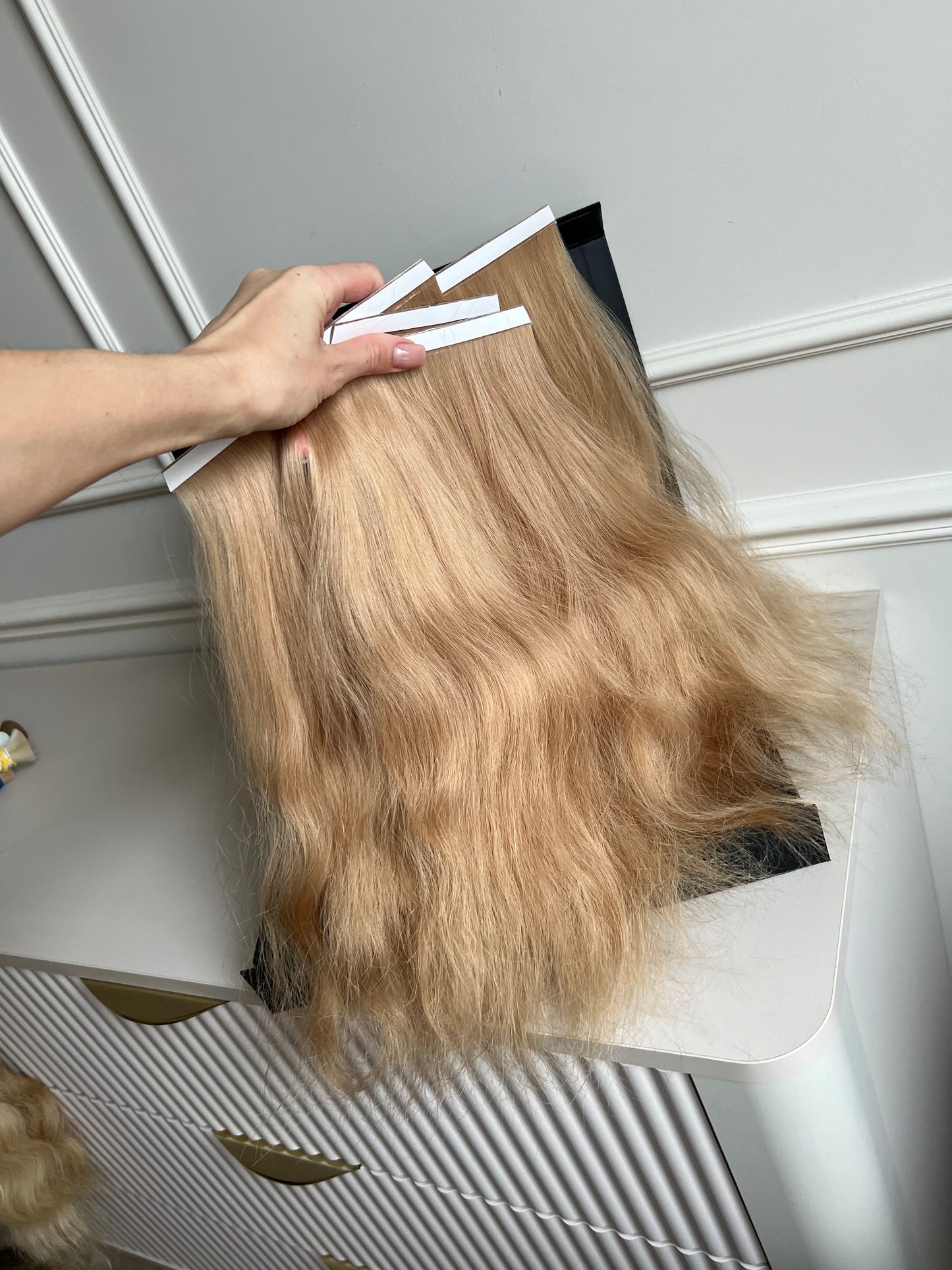 Włosy doczepiane słowiańskie naturalne 40 cm 121 g 4 taśmy