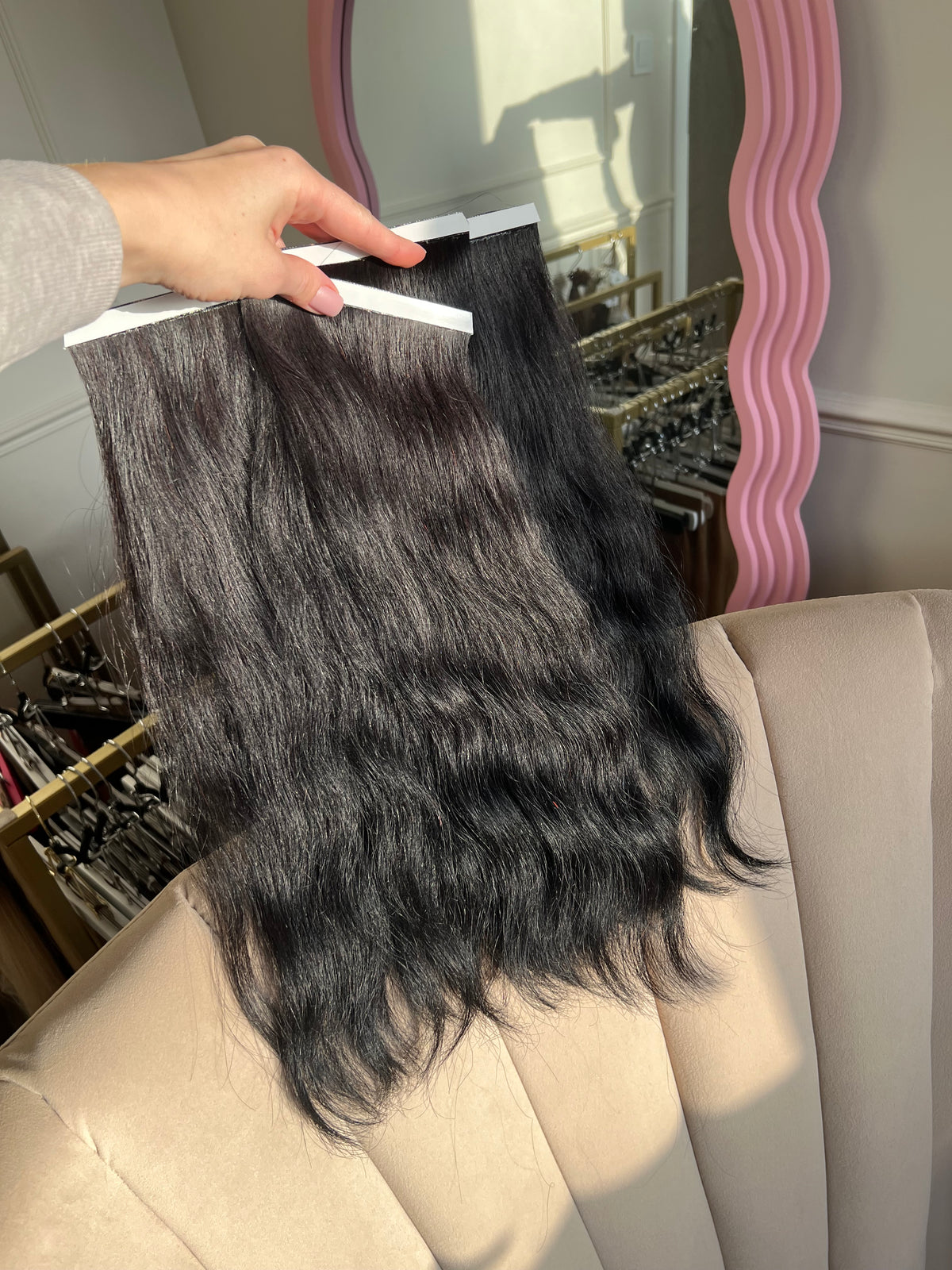 Włosy słowiańskie naturalne Bio taśmy 86g 43cm