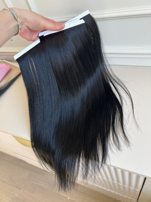 Włosy doczepiane naturalne słowiańskie 86g 51cm Biotaśmy czarny