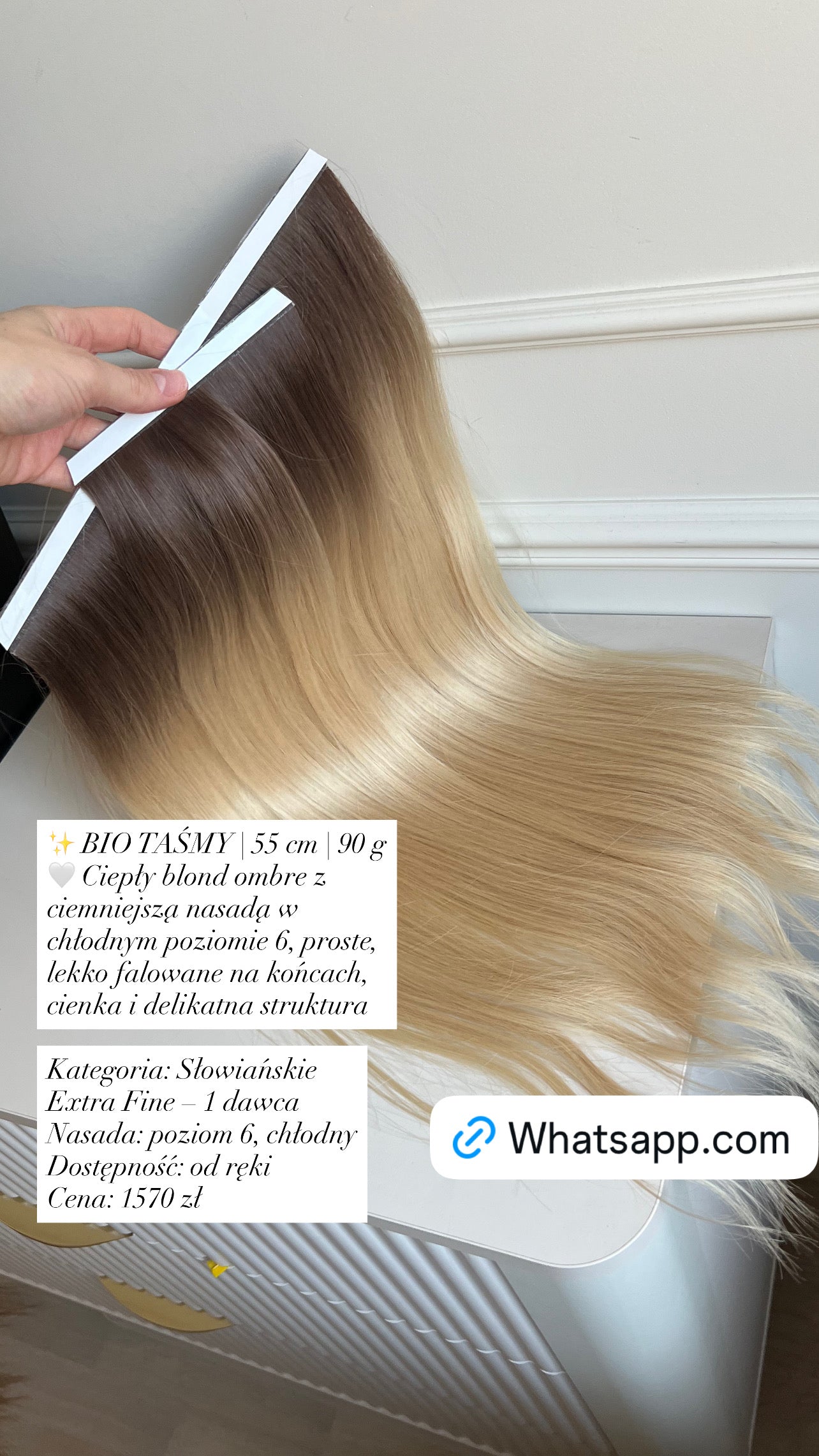 Włosy naturalne doczepiane słowiańskie ekstra fine 55 cm 90 g biotaśmy