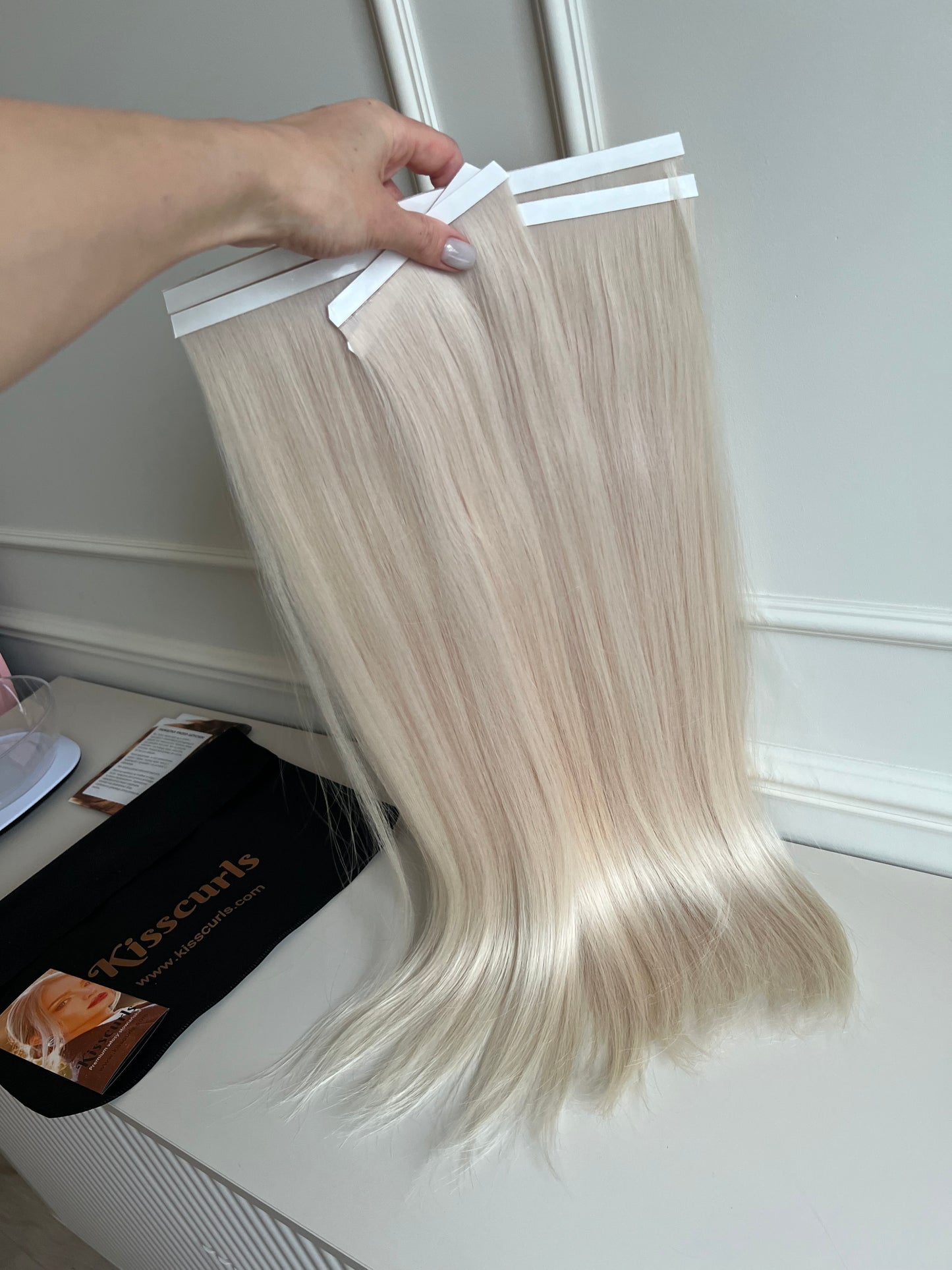 Włosy naturalne słowiańskie doczepiane jasny Blond 152 g 60 cm Bio taśmy