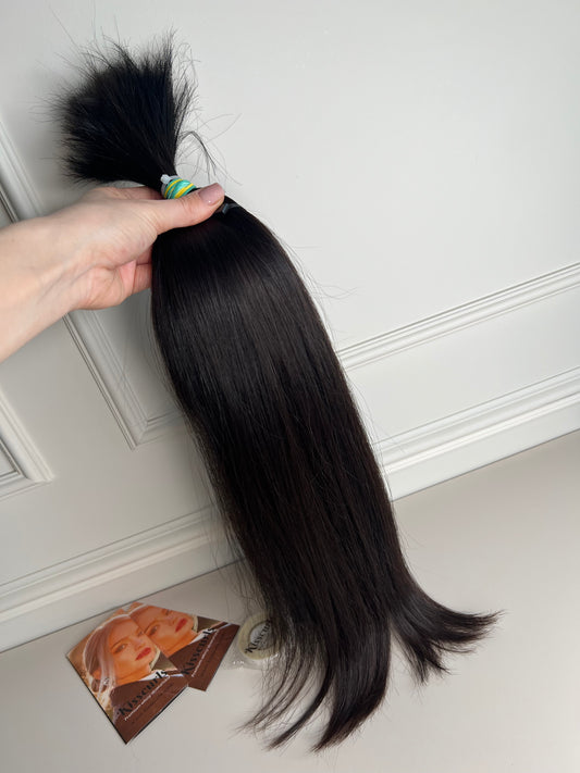 Włosy naturalne nie farbowane w kitce 106 g 58 cm Wyczesane Cięte z jednej głowy