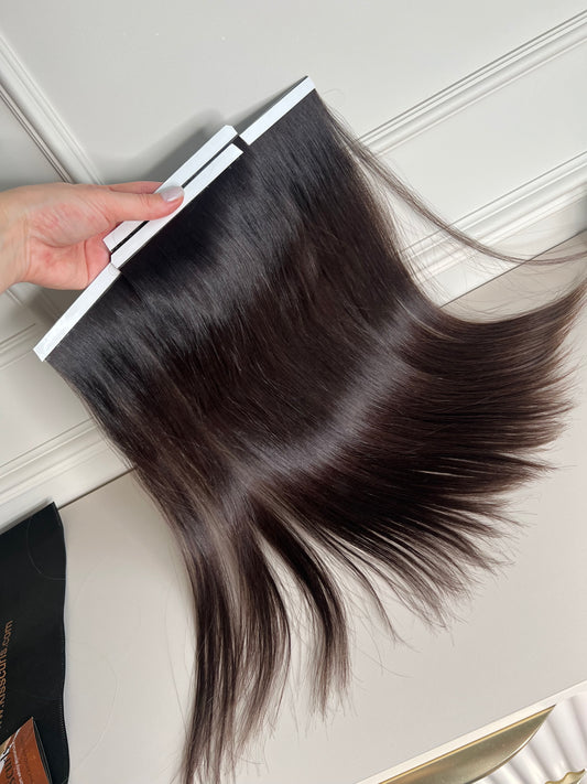 Włosy naturalne słowiańskie ciemny Brąz 42 cm 76 g - biotaśmy