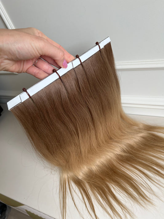 Włosy doczepiane słowiańskie biotaśmy 52 cm 75 g ombre ciemny Blond