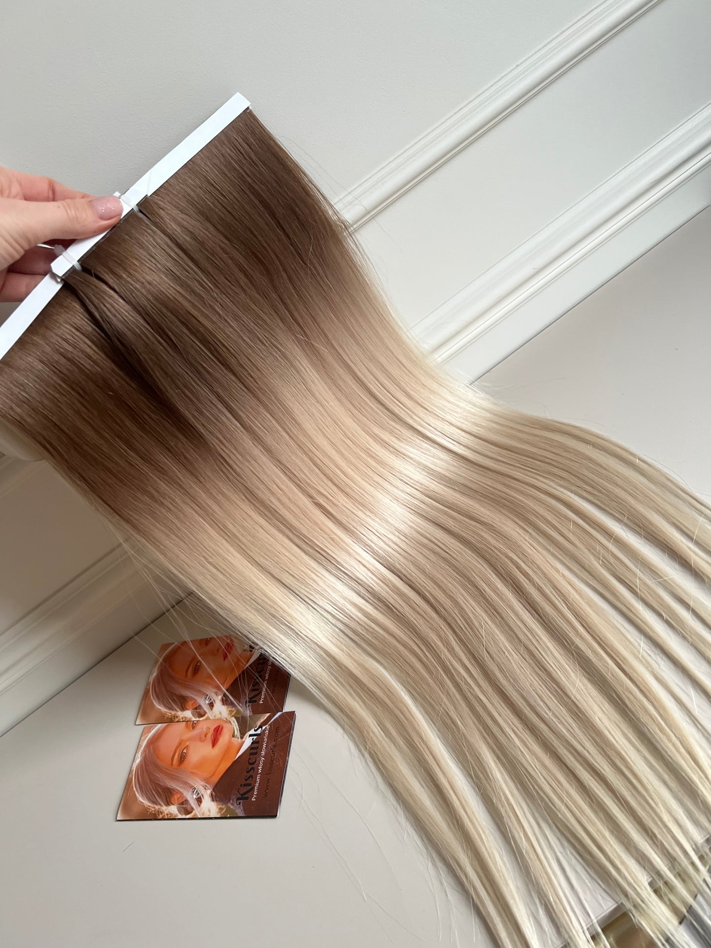 Doczepiane włosy Blond ombre biotaśmy Zestaw 3 sztuki 89g 62cm