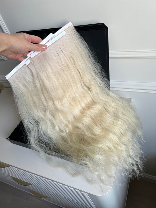 Włosy doczepiane naturalne rozjaśnione dziewiczych 95 g 53 cm