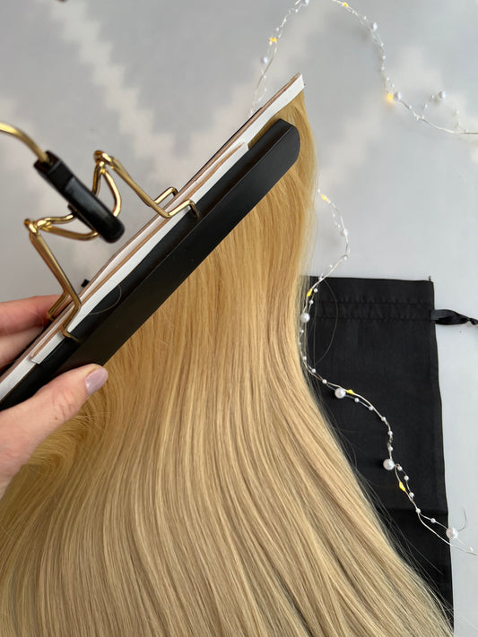 Light Blonde Bio Long Tape Wefts Hair Extensions Set 101g 57cm Slavic Hair