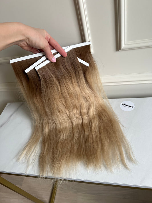 Włosy naturalne doczepiane Słowiańskie falowane na taśmy 40 cm 82 g