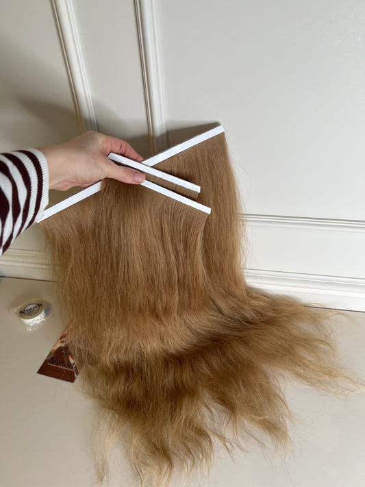 Falowane włosy Doczepiane Słowiańskie jednogłowę na biotaśmy 53 cm 84 g