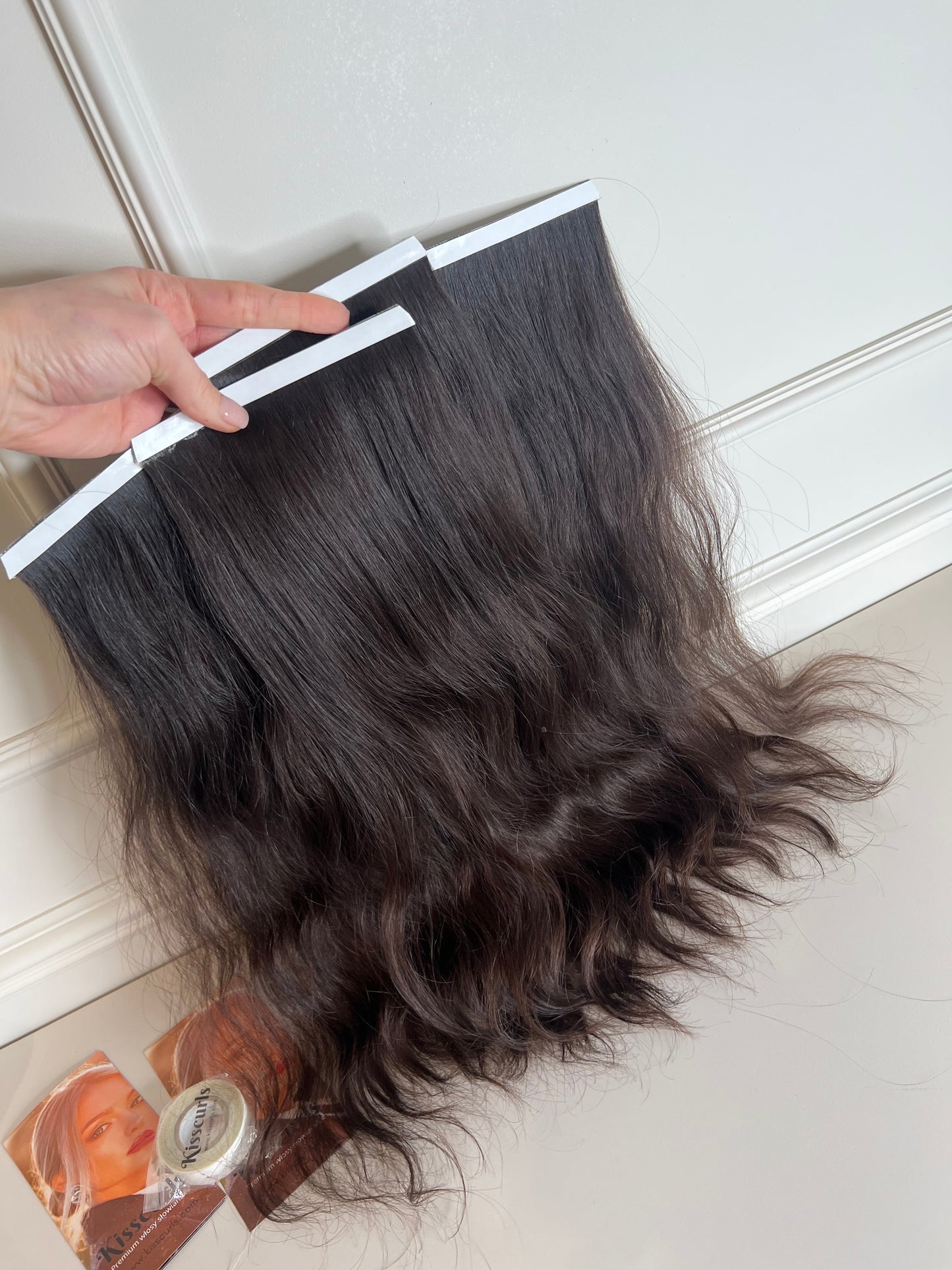 Włosy dziewicze nie farbowane naturalne falowane Metoda Bio taśmy 101g 48cm