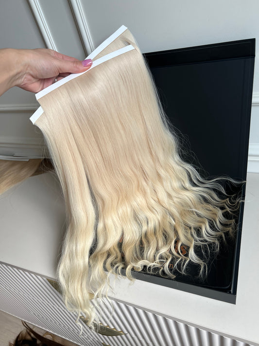 Włosy doczepiane rozjaśnione z dziewiczych, 55 cm 96 g Bio taśmy