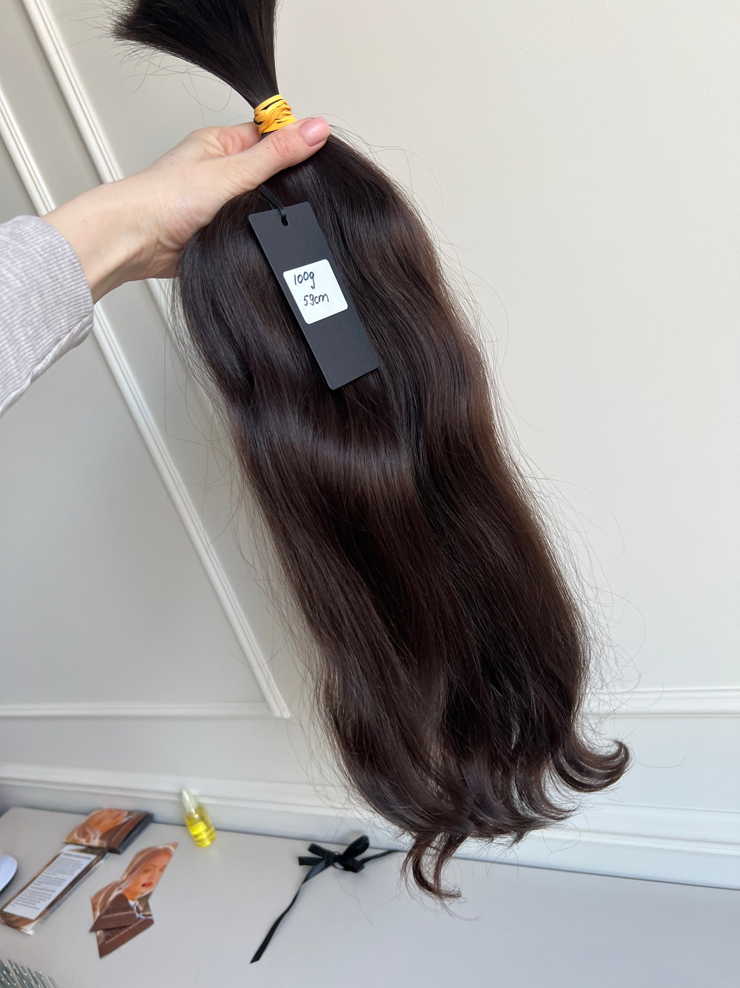 Włosy dziewicze naturalne nie farbowane w kitce 100g 59cm