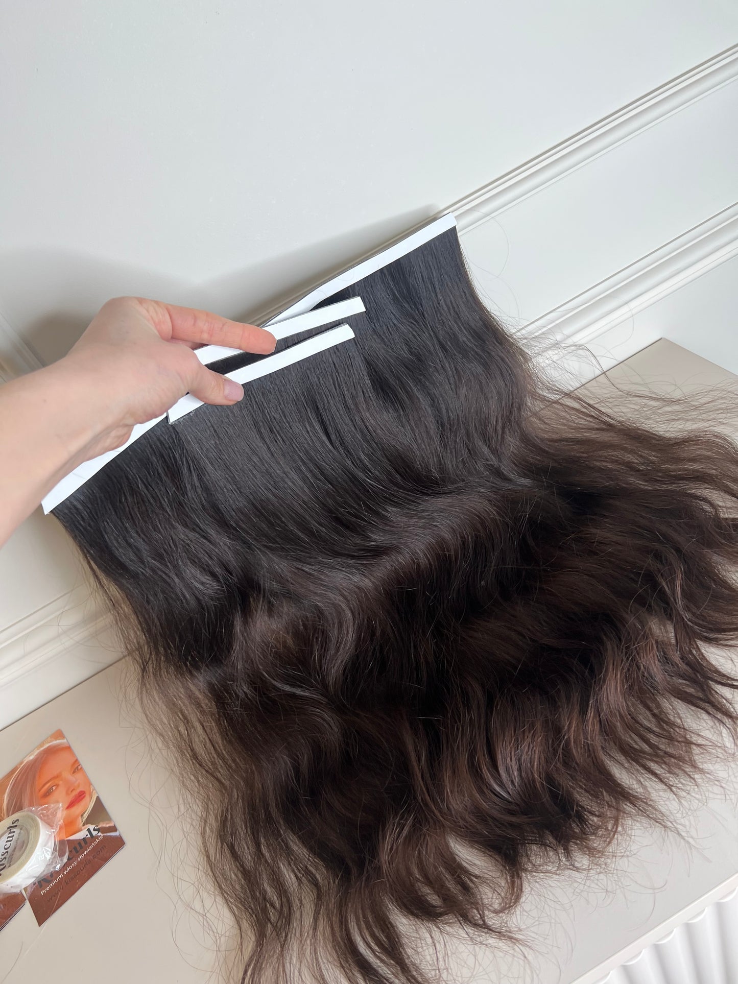 Włosy dziewicze nie farbowane naturalne falowane Metoda Bio taśmy 101g 48cm