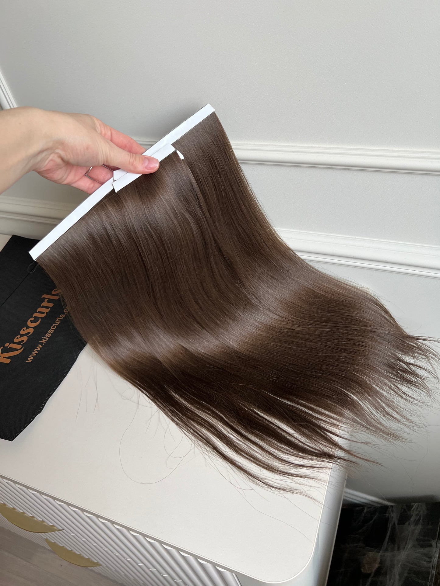 Włosy naturalne doczepiane słowiańskie Bio taśmy 103 g 49 cm chłodny ciemny blond