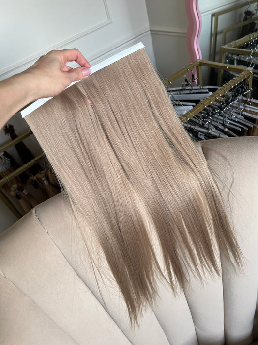 Chłodny Beżowy Blond Słowiańskie Włosy Doczepiane Bio Taśma 70g 55cm #9