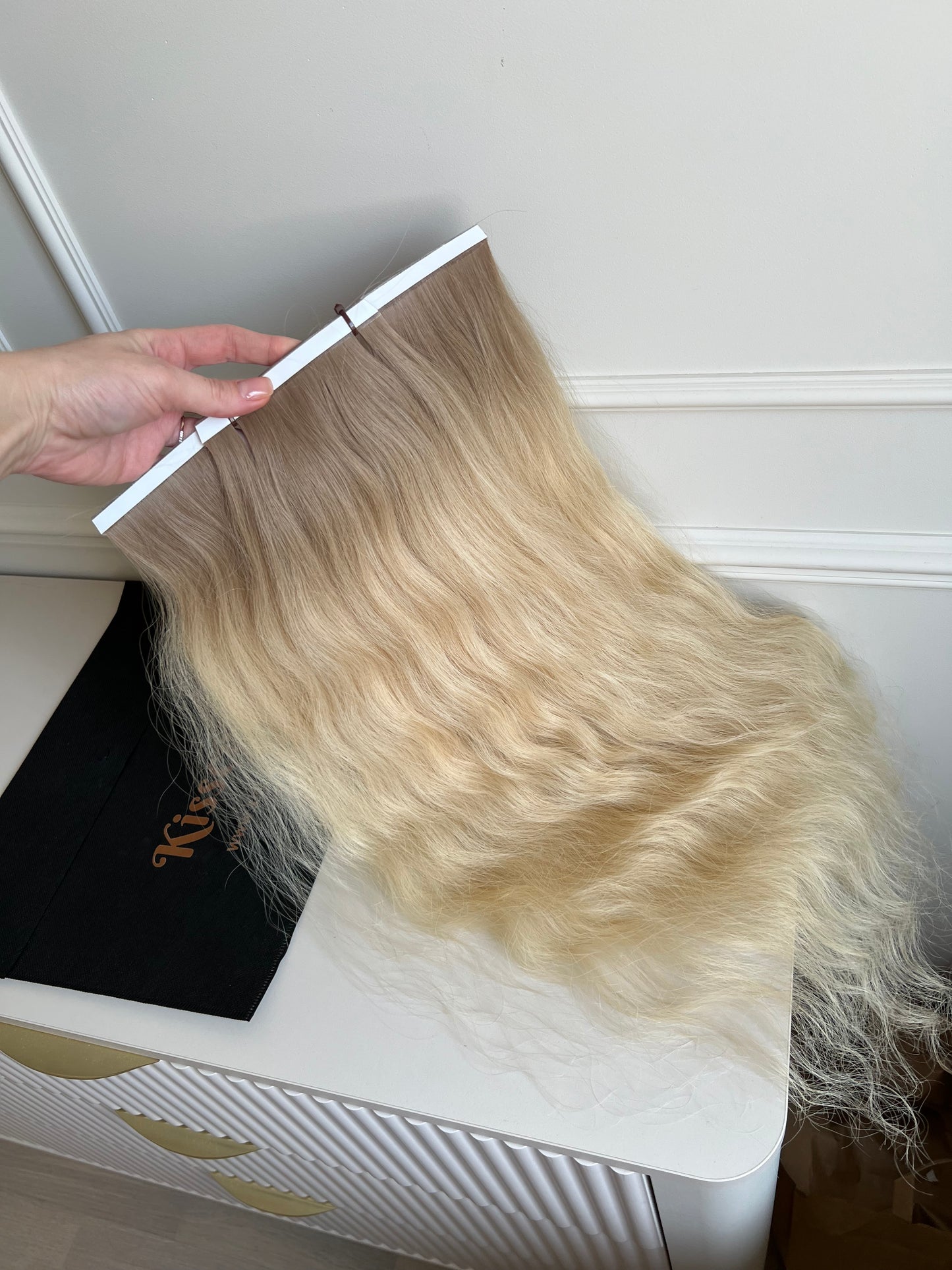 Włosy doczepiane rozjaśnione z dziewiczych Ombre 90g 65cm Biotaśmy