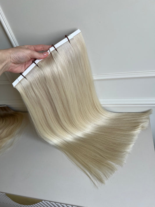 Włosy doczepiane jasny Blond Bio taśmy 145 g 57 cm