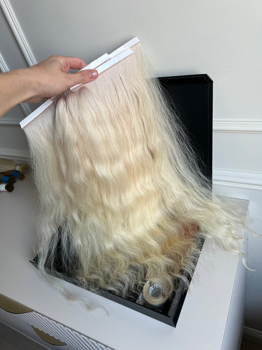 Włosy doczepiane naturalne rozjaśnione dziewiczych 95 g 53 cm