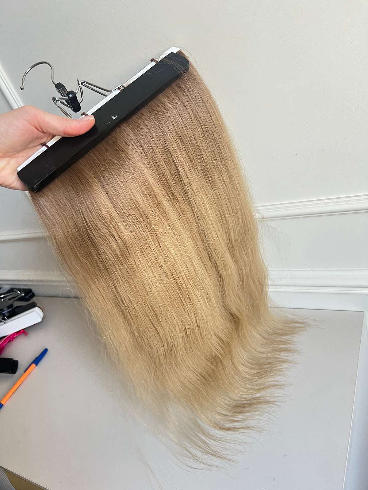 Włosy doczepiane słowiańskie biotaśmy 52 cm 75 g ombre ciemny Blond