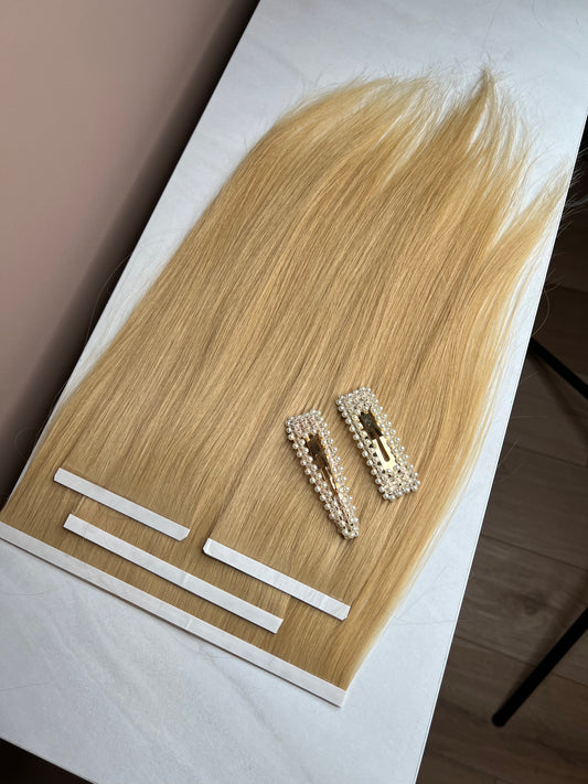 Doczepiane włosy Włosy na  taśmie szerokiej Naturalne - Blond pszeniczny 90g 39cm