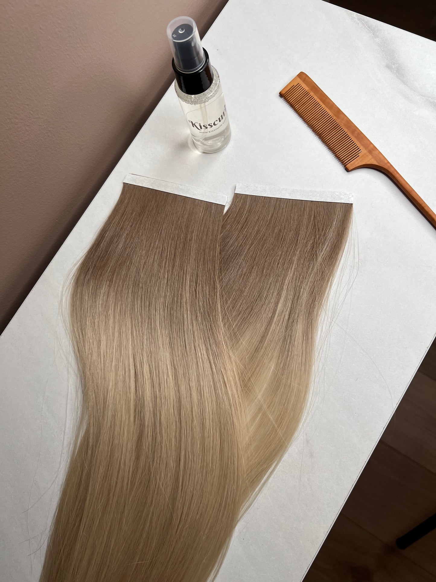 Włosy naturalne słowiańskie ombre na bio tasmie do zagęszczania boków 44cm 35g