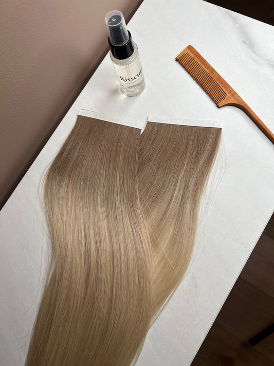 Włosy naturalne słowiańskie ombre na bio tasmie do zagęszczania boków 44cm 35g