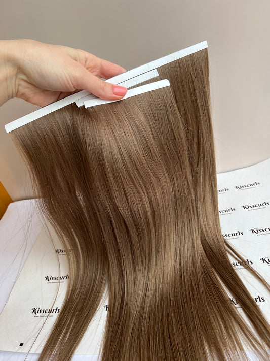 Chłodny ciemny blond Włosy słowiańskie biotaśmy 88g 45cm