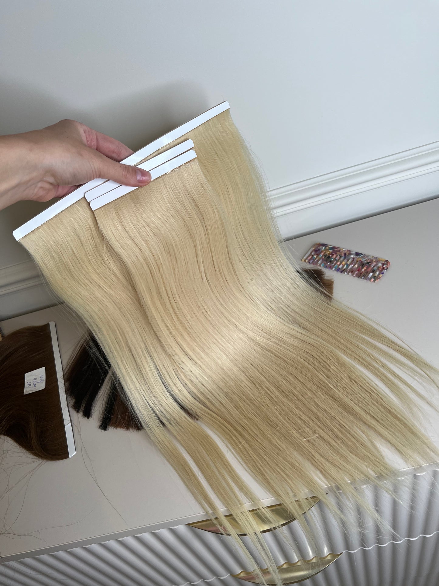 Biotaśmy 3 szt zestaw blond naturałny 47cm 80g