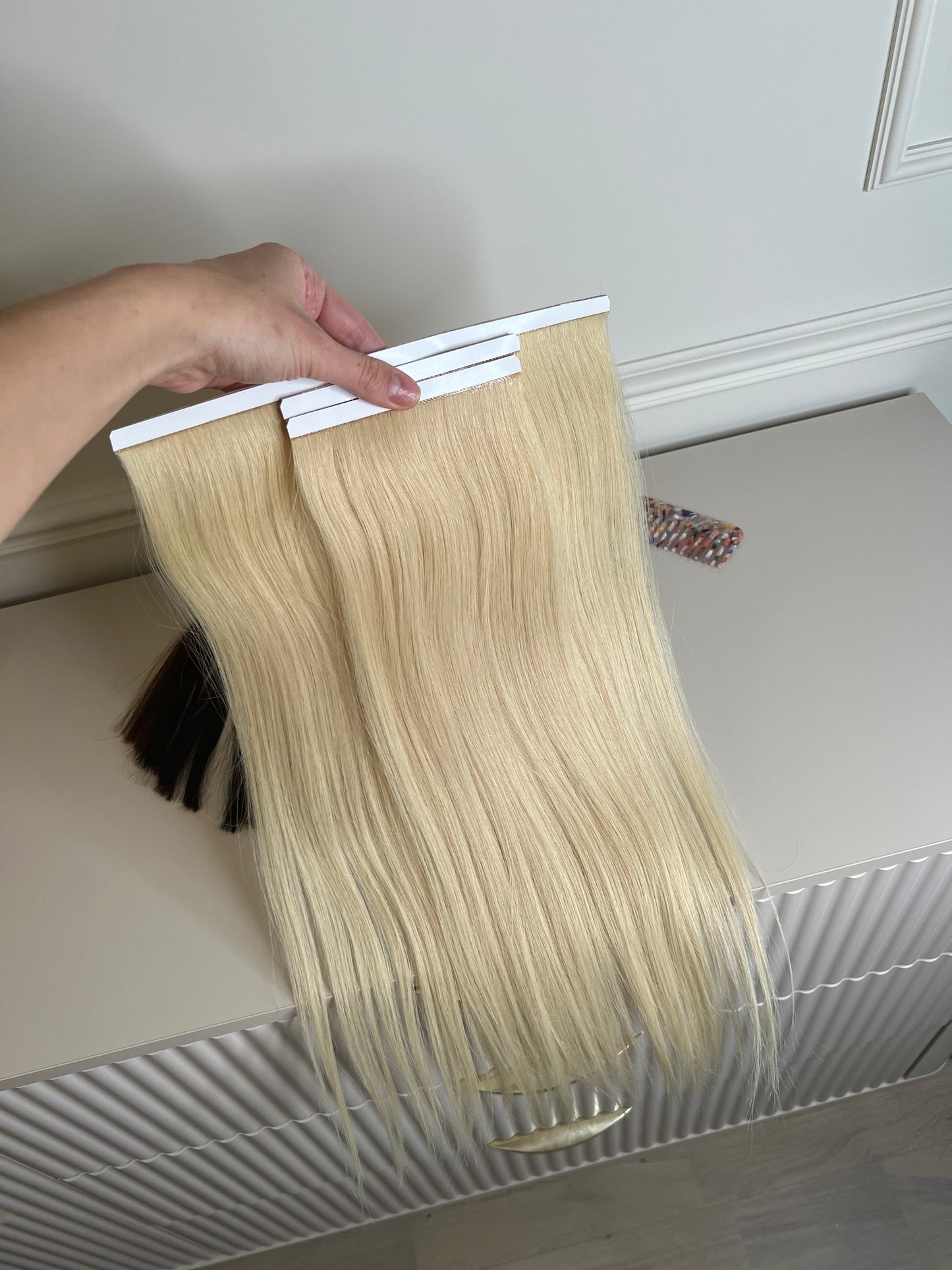 Biotaśmy 3 szt zestaw blond naturałny 47cm 80g