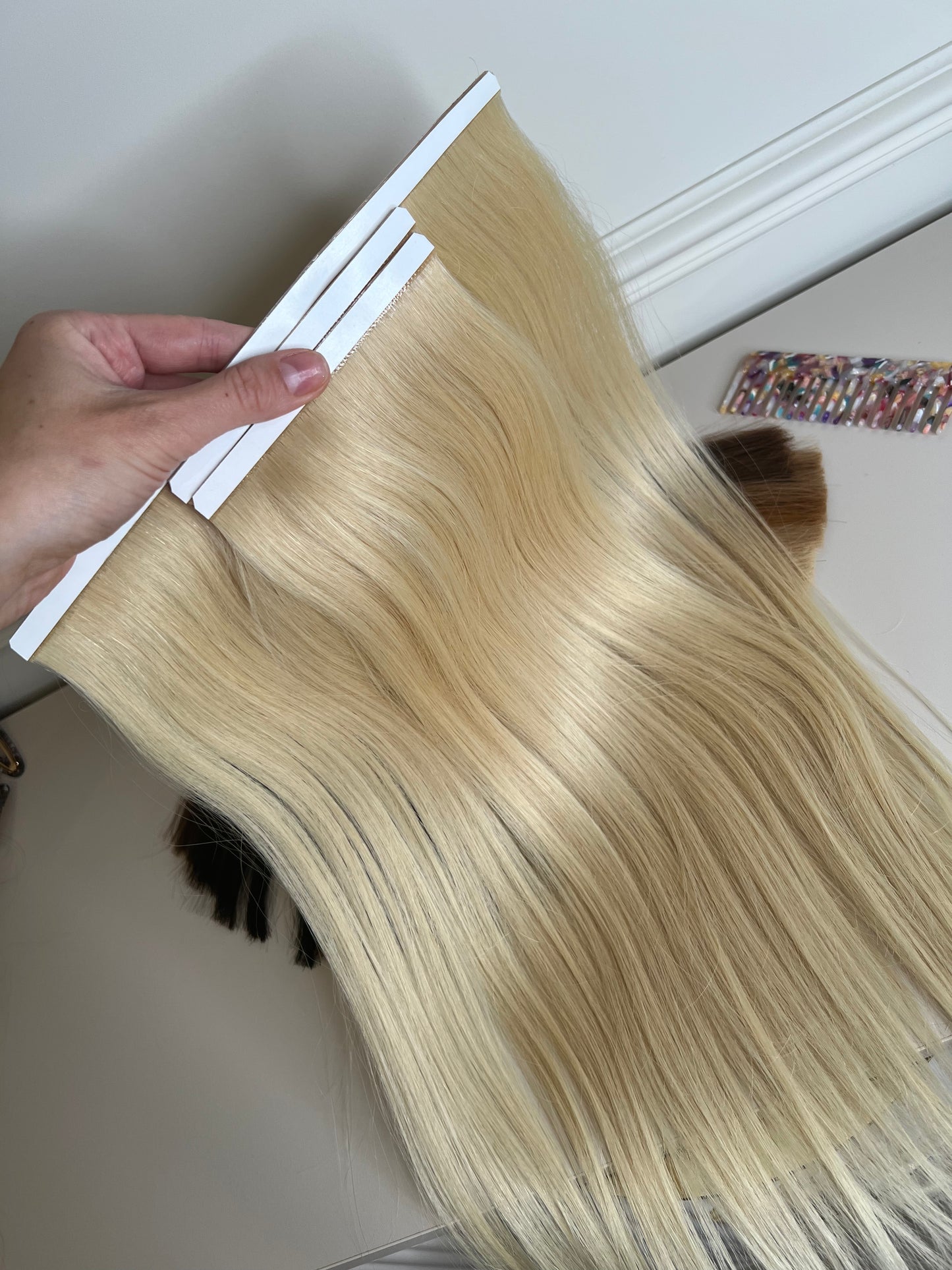 Biotaśmy 3 szt zestaw blond naturałny 47cm 80g