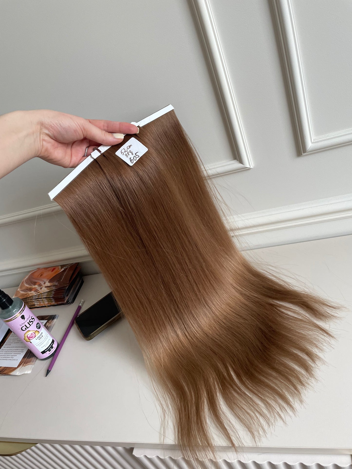 Włosy naturalne słowiańskie jasny Brąz 52 cm 98 g