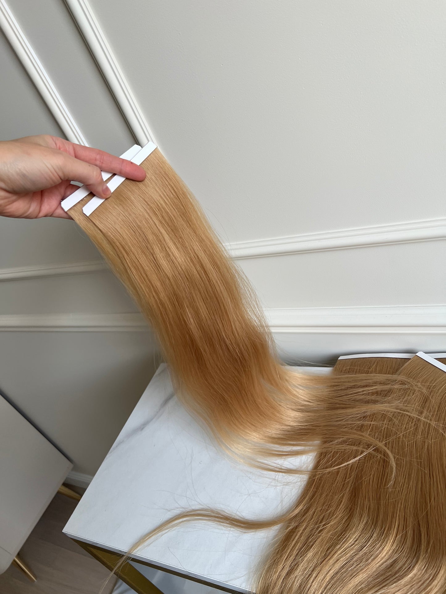 Human hair extensions, sunny dark blonde, set, 54 cm, 113 g