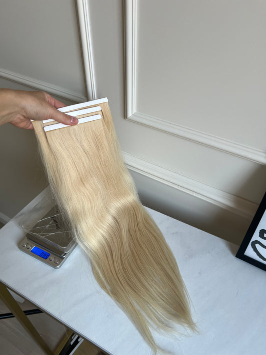 Blonde Seamless Tape Weft Hair Extensions Set 66g 50cm High Quality Slavic Human Hair light wave