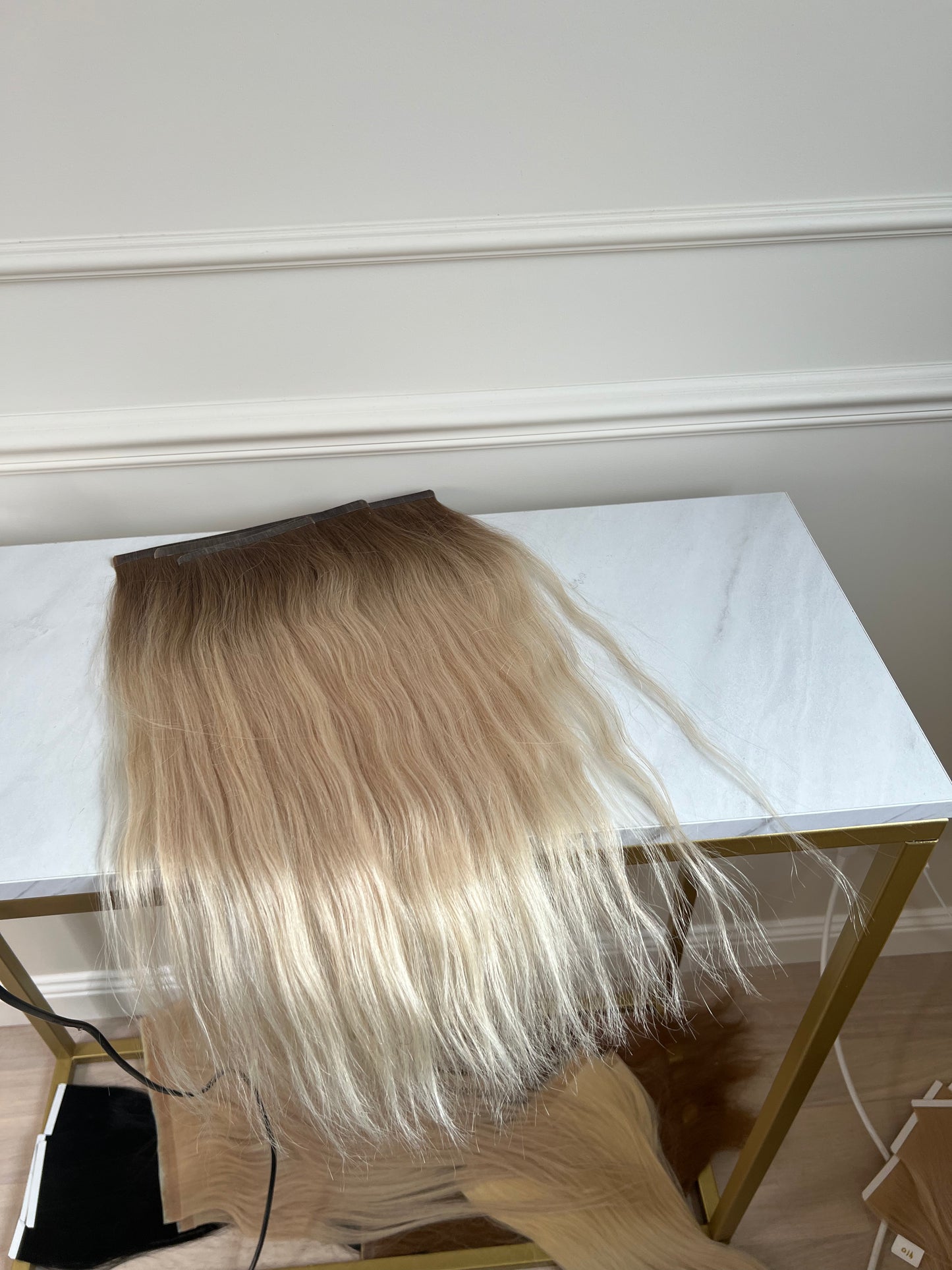 Włosy słowiańskie naturalne doczepiane dla samodzielnego założenia w domu 93g 45cm blond